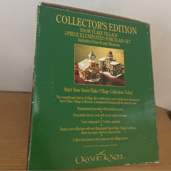 Grandeur Noel Snow Flake Village Church and Museum Christmas Hand Painted 1994 - Picture 11 of 14